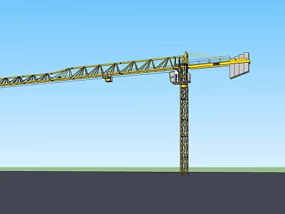 Yellow Industrial Tower Crane With Long Boom For Construction Site Use 3d model