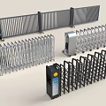 Various Metal Security Gate Systems Including Retractable Turnstiles and Electric Barriers
