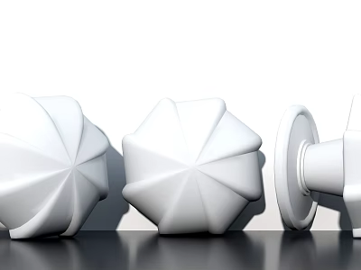 White Decorative Cabinet Handles with Modern Geometric Patterns for Home Furniture Door Decor 3d model