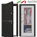 Modern Swing Door Design With Glass Panel Black White Frame And Security Lock
