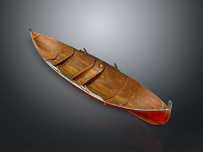 Classic Wooden Water Vessel With Traditional Design And Seating Structure 3d model