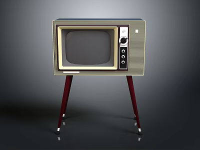 Vintage TV Set With Tripod Stand Wooden Frame And Classic Dials 3d model