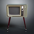 Vintage TV Set With Tripod Stand Wooden Frame And Classic Dials