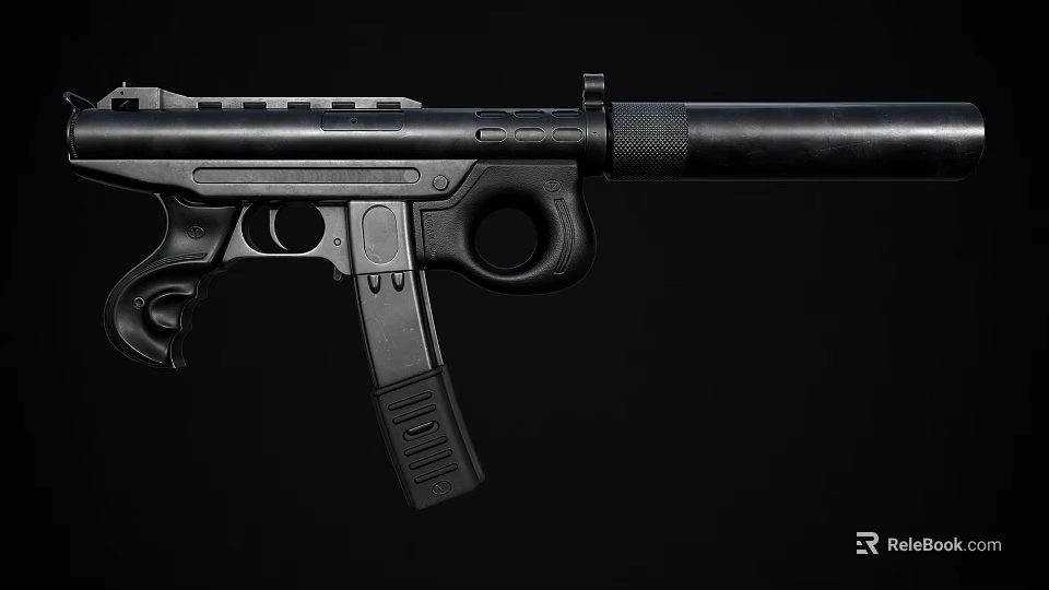 Black Tactical Rifle Close Up View With Modern Design And Gun Details 3d model 
