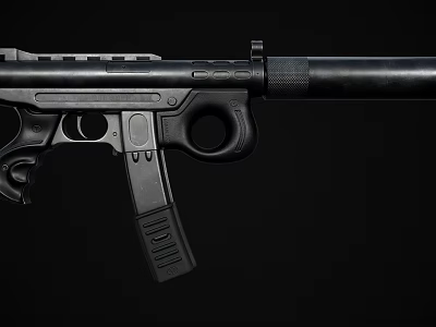 Black Tactical Rifle Close Up View With Modern Design And Gun Details 3d model