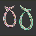 Elegant Gold Fish Tail Shape Earrings Inlaid With White Gemstones Design