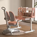 Elegant Pink Luxury Children's Desk With Adjustable Chair And Bookshelf