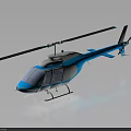Blue Single Rotor Helicopter With Transparent Cockpit Tail Rotor And Landing Gear Structure