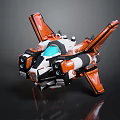Sleek Futuristic Orange White Spaceship Model With Detailed Wings And Cockpit