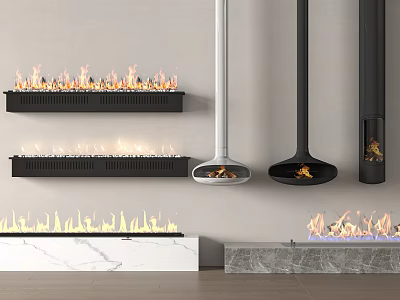 Modern Fireplace Interior Designs With Wall Mounted And Freestanding Styles 3d model