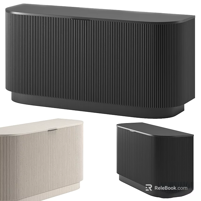 Modern Chest of Drawers with Vertical Stripes Design in Black and Beige for Home Interior 3d model 