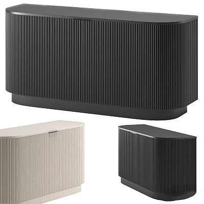 Modern Chest of Drawers with Vertical Stripes Design in Black and Beige for Home Interior 3d model
