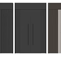 Modern Double Doors With Vertical Stripes Smooth Surface Metal Handles In Dark Gray And Brown