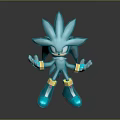 Shiny Blue Hedgehog Character 3D Model With Spiked Head And Yellow Accents In Dynamic Pose