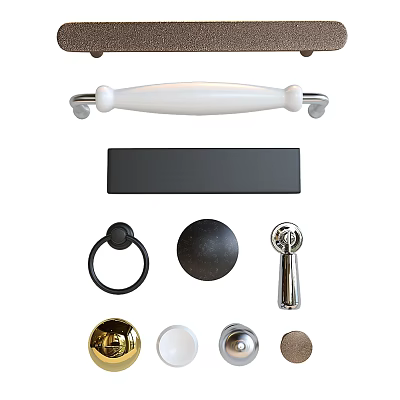 Different Styles of Door Handles with Bar Knob Ring Metal and Brass Designs 3d model