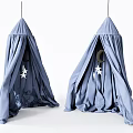 Light Blue Hanging Tents With Star And Moon Decorations For Kids Room Decor