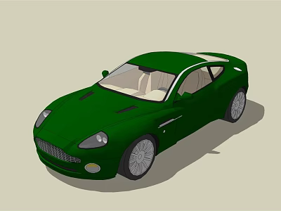 Green Sports Car With Streamlined Body Light Colored Interior And Silver Wheels 3d model