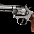 Vintage Engraved Metal Revolver Decorative Ornament Set With Wooden Grip