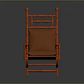 Comfortable Leisure Rocking Chair with Orange Wooden Frame and Brown Cushion