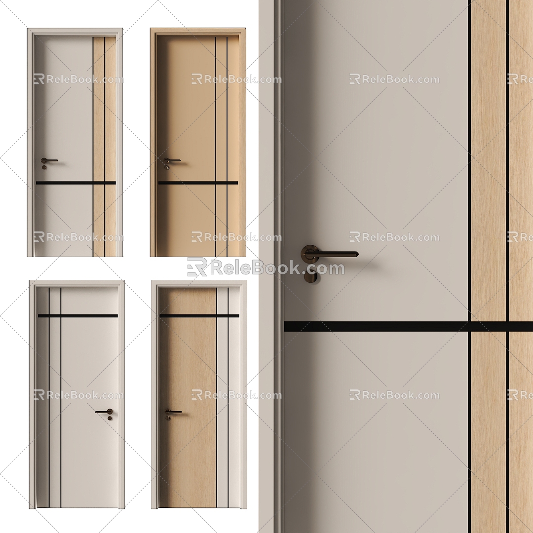 Modern Single Door Bedroom Door Room Door Set Door 3d model