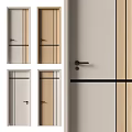 Modern Hinged Doors Design Featuring Various Colors And Decorative Black Lines 3d model
