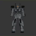 3D Rendered Mechanical Robot Character With Blue Gray Armor Standing Pose And Light Details