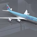Korean Air Light Blue Passenger Airplane Model With Four Engines And Tail Logo