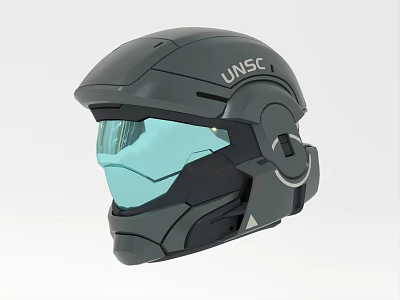 UNSC Advanced Tactical Military Helmet With Modern Visor And Protective Design Features 3d model