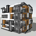 Modern Multi Storey Single Family Villa With Wood And White Exterior Balconies And Large Windows