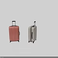 Pink and Silver Hard Shell Travel Suitcases with Trolley Handles and Wheels