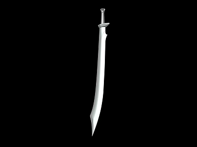 Isolated White Curved Blade Scimitar Weapon with Sharp Edge on Black Background 3d model