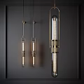 Modern Brass Wall Sconces With Long Tube Lights And Geometric Frame On Dark Wall