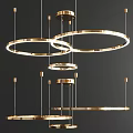Elegant Modern Gold Circular Chandeliers With Crystal Details And Hanging Style Design