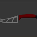 Sharp Weapon Featuring Red Handle And Metal Hollow Blade On Gray Background With Reflection