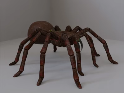 Brown Reptile Model With Detailed Legs Displayed On White Background Surface 3d model
