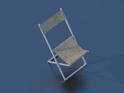 Simple Folding Chair With Metal Frame And Woven Seat Backrest For Home Daily Use 3d model
