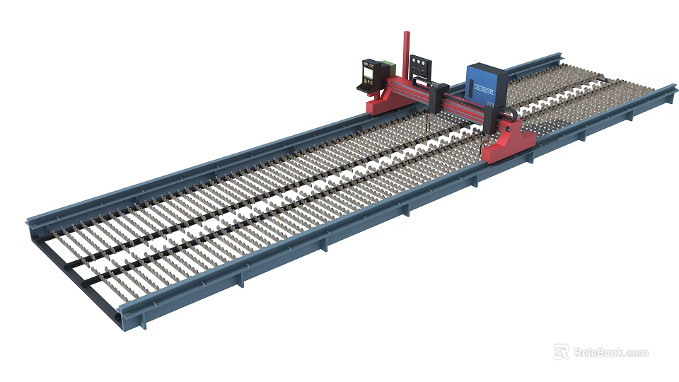 Industrial CNC Cutting Equipment With Rail System And Precision Cutting Head Unit 3d model 