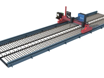 Industrial CNC Cutting Equipment With Rail System And Precision Cutting Head Unit 3d model