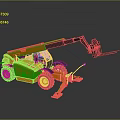 Orange Industrial Telehandler With Extendable Boom Fork Attachment And Black Tires 3d model
