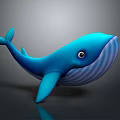 Cute Blue Cartoon Whale 3D Model Character With Friendly Eyes And Smooth Texture