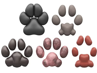 Paw Print Wall Decor With Various Colors And Different Shapes For Home Decoration 3d model
