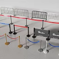 Various Event Fencing with Red Blue Ropes Metal Stands and Velvetta Signs