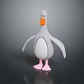 Cartoon Flying Animal 3D Model With Gray Body Orange Beak And Pink Feet
