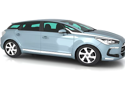 Light Blue Compact Hatchback Car With Modern Exterior And Silver Wheels 3d model