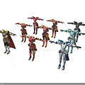 Colorful Robot Action Figures With Various Poses And Different Colors Standing