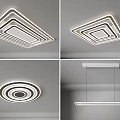 Modern Layered Ceiling Lighting Combination With Square Circular And Linear Pendant Designs 3d model