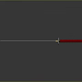 Japanese Katana Weapon With Red Handle Shiny Blade And Gold Accents