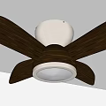 Modern Ceiling Fan with Wooden Blades and Silver Metal Base Mounted on White Ceiling