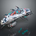 Futuristic Sci Fi Vehicle Design With Metallic Body Red Accents And Blue Glowing Parts