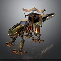 Creative Mechanical Dinosaur Model With Cab Four Claws And Colorful Canopy Design 3d model
